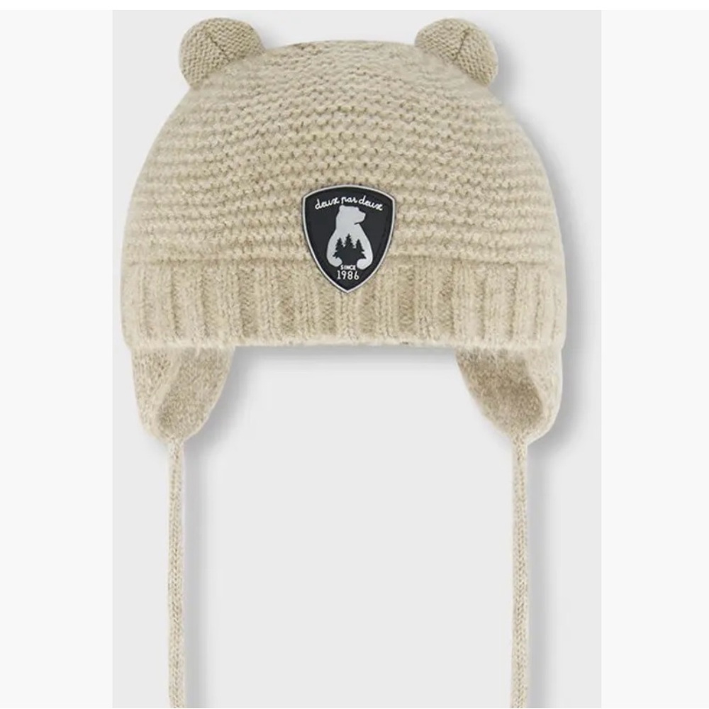 deux par deux - knit hat with eats (pine bark, 18-24m)